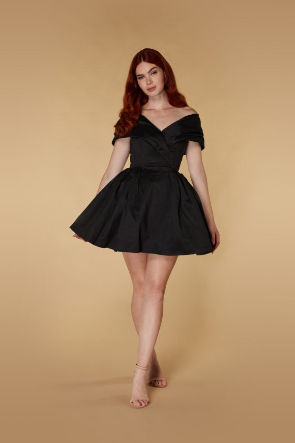 Belle Bardot Mini Dress with Voluminous Tulle Skirt, UK 18 / US 14 / EU 46 / Black