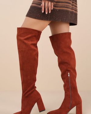 Bellwood Cognac Suede Pointed-Toe Over-the-Knee Boots