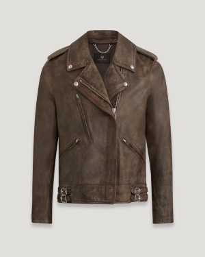 Belstaff Ferrous Jacket Women's Calf Leather Burnt Oak Size UK 12