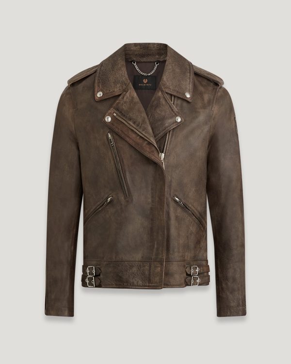 Belstaff Ferrous Jacket Women's Calf Leather Burnt Oak Size UK 12