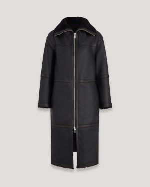 Belstaff Helix Coat Women's Merino Shearling Black Size M
