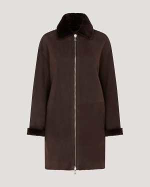 Belstaff Spelter Coat Women's Merino Shearling Chestnut Size XS