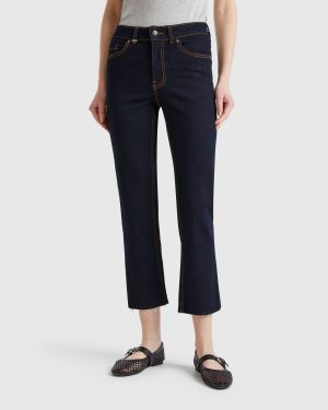 Benetton, Cropped Jeans In Cotton, size 36, Dark Blue, Women
