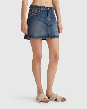 Benetton, Denim Mini Skirt, size , Blue, Women