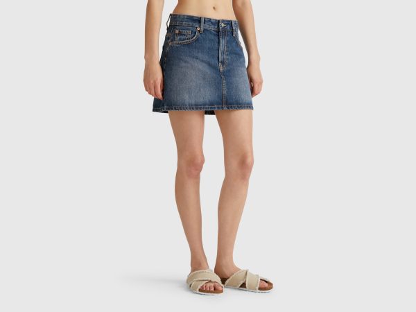 Benetton, Denim Mini Skirt, size , Blue, Women