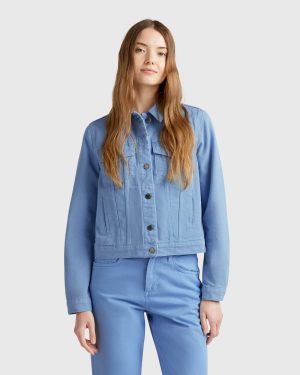 Benetton, Denim Rider Jacket, size XS, Light Blue, Women