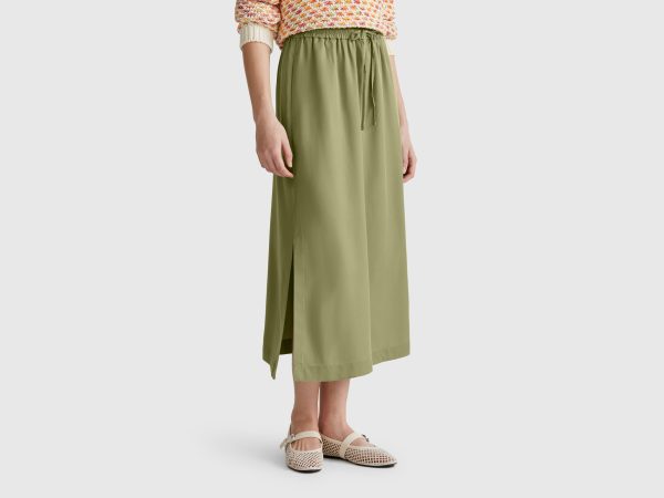 Benetton, Flowy Midi Skirt, size XXS, , Women