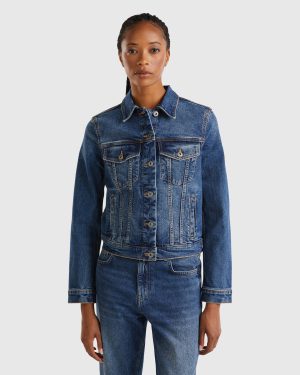 Benetton, Rider Denim Jacket, size XXS, Dark Blue, Women