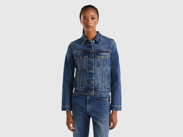 Benetton, Rider Denim Jacket, size XXS, Dark Blue, Women