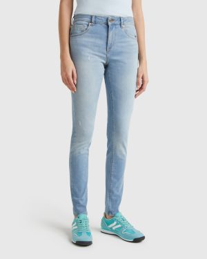 Benetton, Skinny Fit Push-up Jeans, size 34, Light Blue, Women