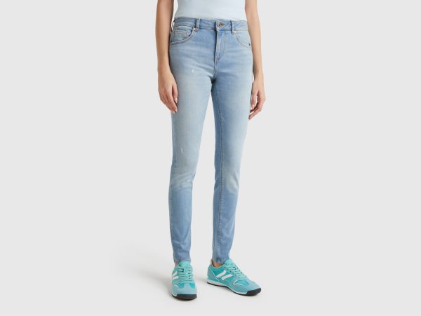 Benetton, Skinny Fit Push-up Jeans, size 34, Light Blue, Women