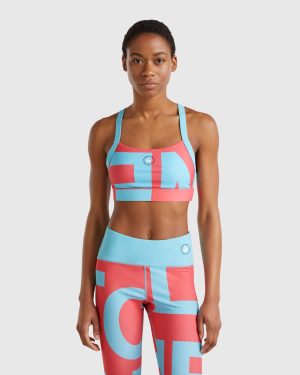 Benetton, Sports Bra Top With Padding, size M, Multi-color, Women