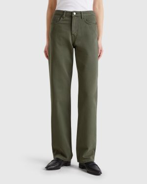 Benetton, Straight Leg Jeans, size 34, Military Green, Women