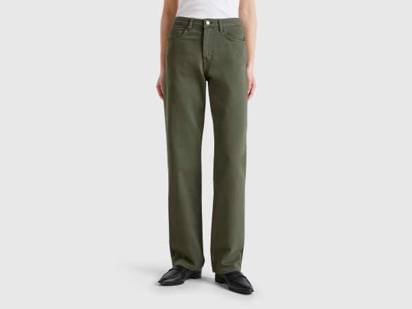 Benetton, Straight Leg Jeans, size 34, Military Green, Women