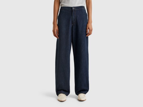 Benetton, Straight Leg Jeans, size , Dark Blue, Women