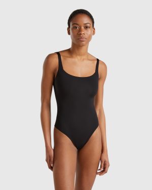 Benetton, Super Stretch Bodysuit, size XS, Black, Women