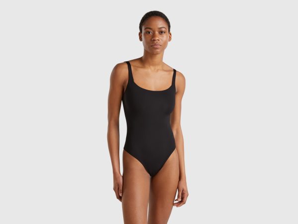 Benetton, Super Stretch Bodysuit, size XS, Black, Women