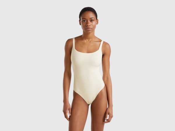 Benetton, Super Stretch Bodysuit, size XS, Creamy White, Women