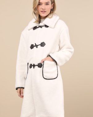 Berber Cream Shearling Collared Toggle Coat