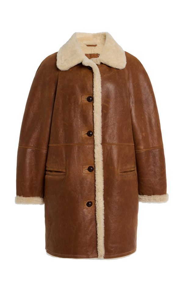 Berthie Shearling Coat - Brown - FR 36 - Moda Operandi