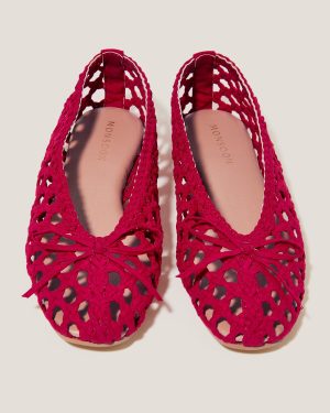 Betsy Woven Ballet Flats Red