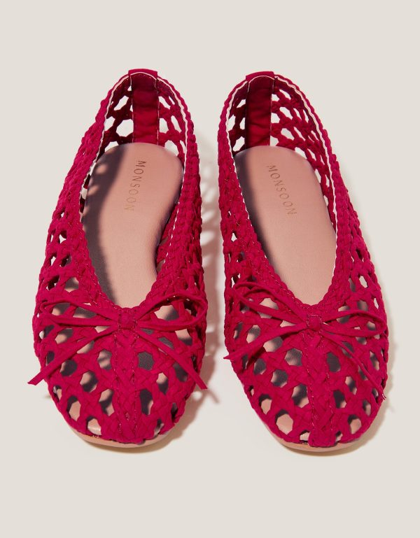Betsy Woven Ballet Flats Red