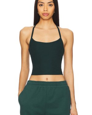 Beyond Yoga Space Dye Slim Racerback Cropped Tank Top in Dark Green. Size S, XS.