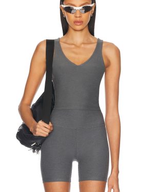 Beyond Yoga Spacedye Good Day Cropped Tank Top in True Gray Heather - Grey. Size L (also in S).