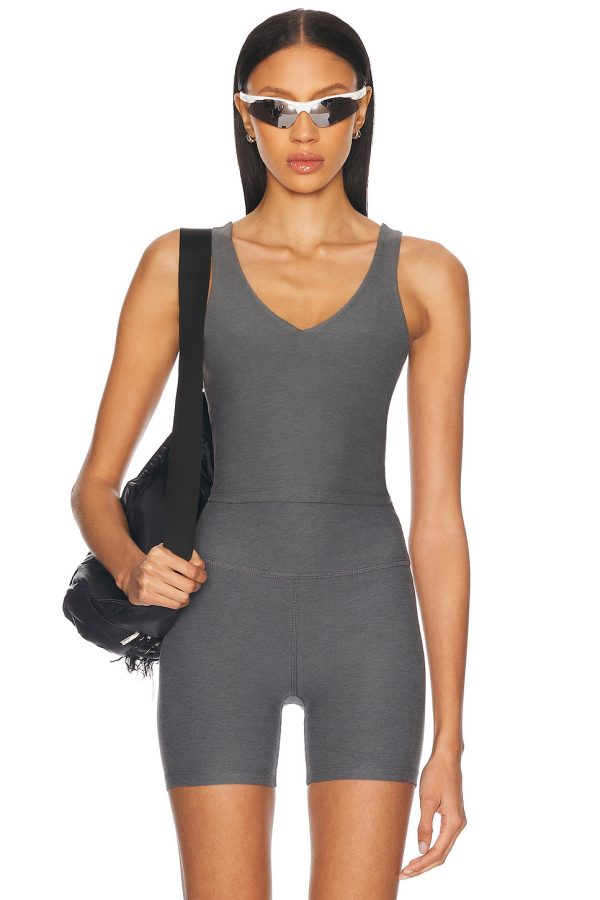 Beyond Yoga Spacedye Good Day Cropped Tank Top in True Gray Heather - Grey. Size L (also in S).