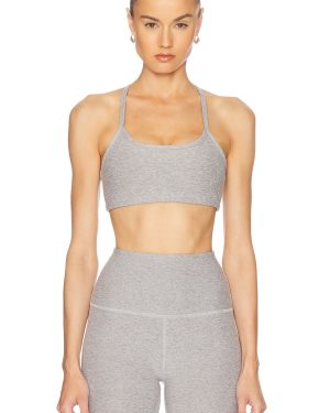 Beyond Yoga Spacedye Slim Racerback Bra in Silver Mist - Light Grey. Size L (also in M, XL).