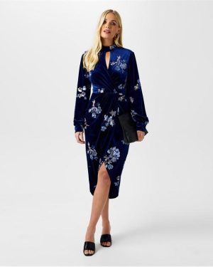 Biba Biba Embellished Velvet Dress - Blue