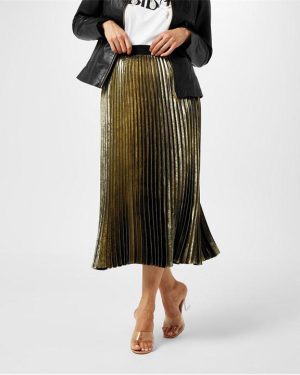 Biba Biba Pleated Skirt - Gold