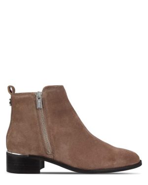 Biba Zip Flat Ankle Boots - Grey