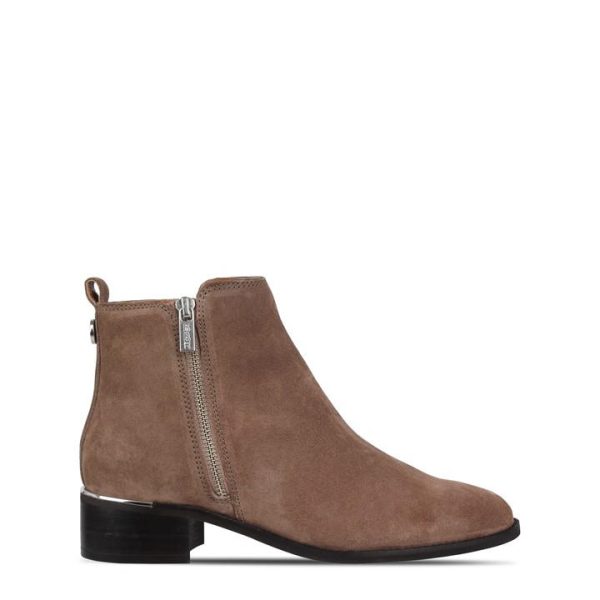 Biba Zip Flat Ankle Boots - Grey