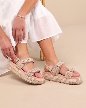 Big Mona Metallic Gold Multi Slingback Flatform Sandals
