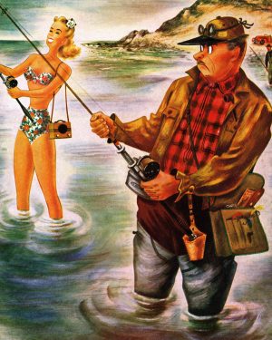 Bikini Fishing Framed Painting Print