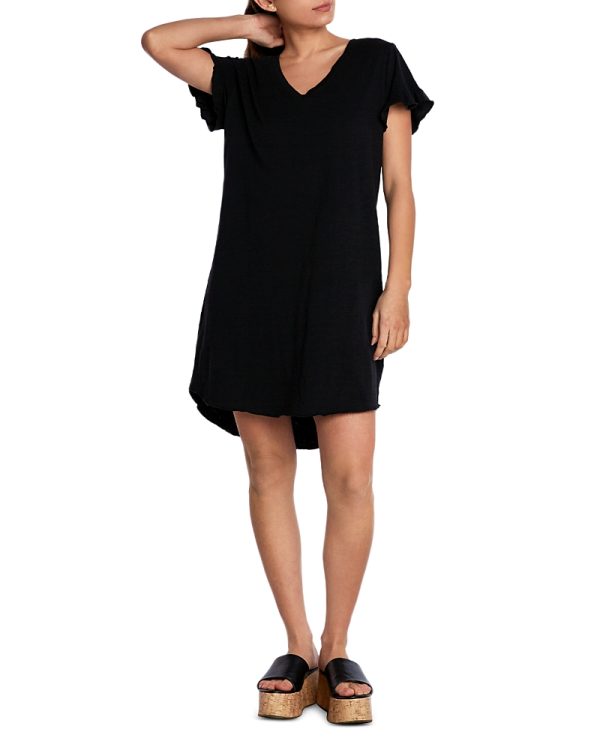 Billy T Ruffle Sleeve V Neck T Shirt Dress