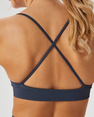 Bjrn Borg Studio Seamless Ribbed Strap Bra Navy, LXL