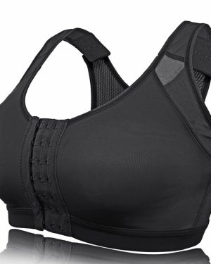 (Black, 10) Front Closure Shockproof Sports Bra