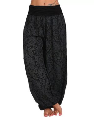 (Black-17, M = 8) Plus Size Women Boho Yoga Baggy Loose Harem Pants Ali Baba Hippy Hareem Trousers