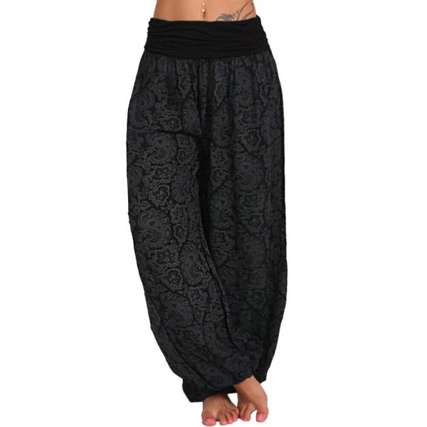 (Black-17, M = 8) Plus Size Women Boho Yoga Baggy Loose Harem Pants Ali Baba Hippy Hareem Trousers