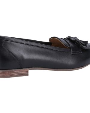 (Black, 4 (Adults')) Hush Puppies Marissa Tassel Leather Women's Black Loafers