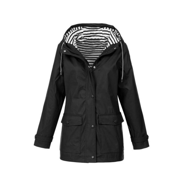 (Black, 5XL) Women's Waterproof Raincoat Ladies Outdoor Wind Rain Forest Jacket Coat Rainy