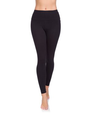 (Black, 8) FUTURO FASHION Women's Cotton Rich Full Length High Waisted Leggings Tummy Control Yoga Fitness Ladies Solid Slimming Stretchy Pants Plus S