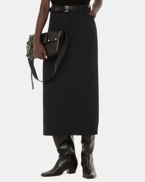 Black Abigail Tailored Midi Skirt