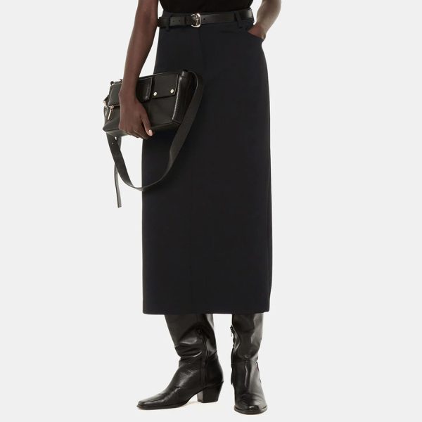 Black Abigail Tailored Midi Skirt