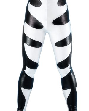 Black And White Two-Tone Shiny Metallic Skinny Pants
