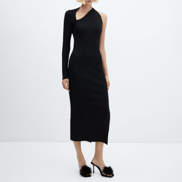 Black Asymmetrical Side Split Dress