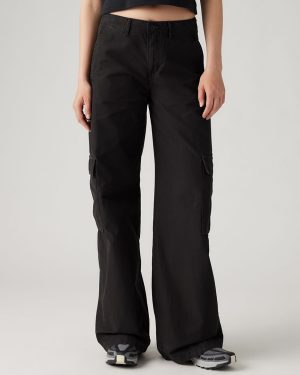 Black Baggy Cargo Trousers