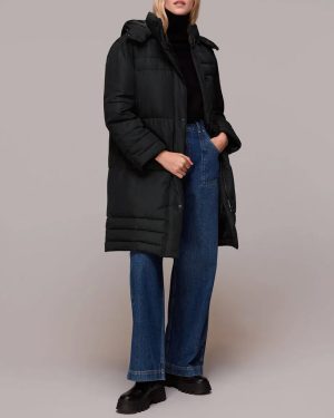 Black Becky Longline Hooded Puffer Coat
